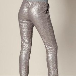 Silver sequined joggers. Size Small.